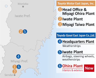 Production sites in the Tohoku region