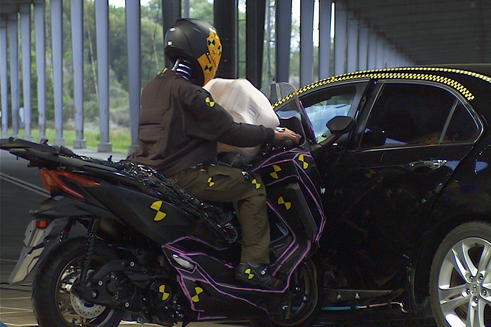 Collision testing of airbags under development