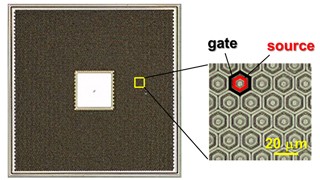 Developed MOSFET chip (photomicrograph)