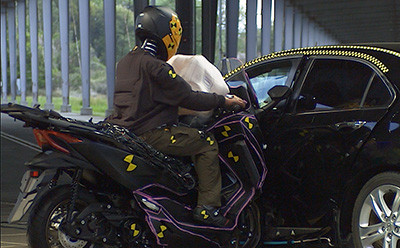 Toyoda Gosei Accelerates Development of Motorcycle Airbag with Vehicle Crash Test