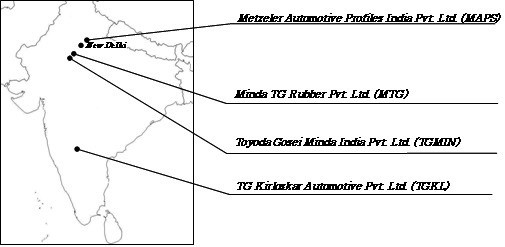 Locations of Toyoda Gosei Plants in India